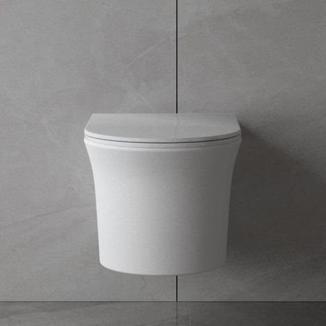 Acezanble Bathroom Rimless Wall Hung Toilet Pan WC + Soft Close Seat (1/3)