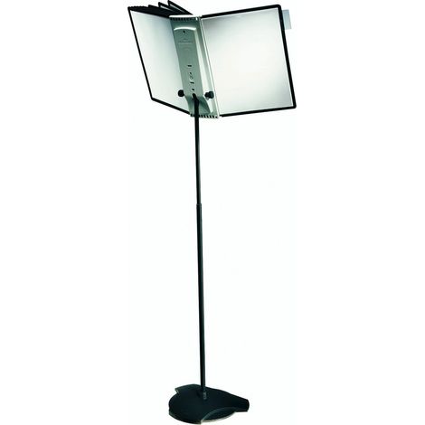 Durable 581700 Sherpa Floor 10, Espositore da Pavimento con Leggio, 10 Pannelli, Formato A4, Altezza e Angolo Visivo Regolabile