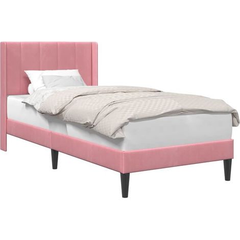 Cadre de lit en velours rose avec tête de lit, 80 x 200 cm (1/5)