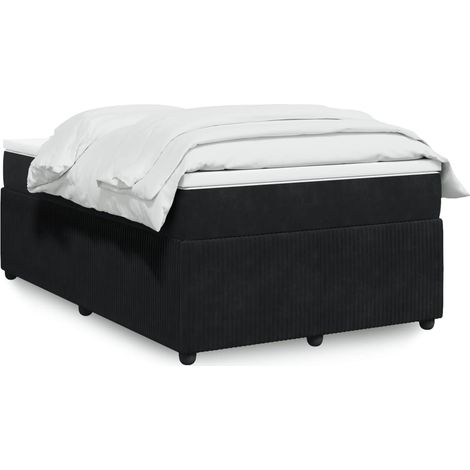 Lit double - 120x190 cm, Sommier à lattes de lit avec matelas noir velours WFE288628 Maison Chic (1/5)