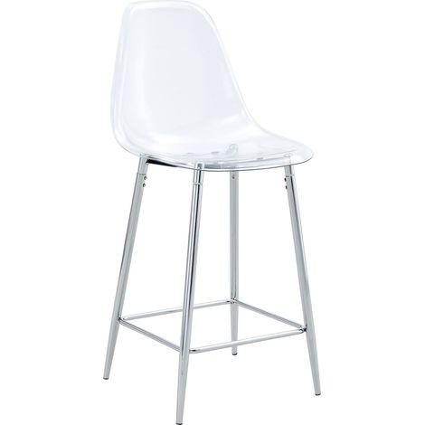 Set di 4 sgabelli da bar trasparenti con struttura in metallo argentato (1/5)