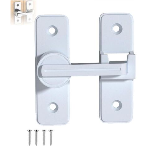 Verrou Serrure de Fermeture Porte Interieure Coulissante, 180° Loquet de Crochet a Porte Bascule, Verrou porte interieure,Blanc