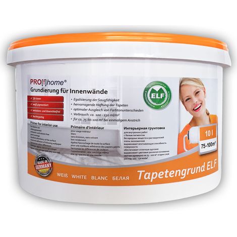 Primer speciale PROFHOME imprimitura per interni per carta da parati e TNT colore bianco 10 l max. 100 m2