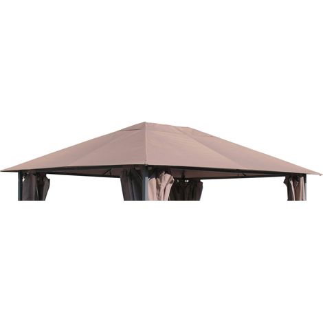 Ersatzdach für Garten Pavillon 3x4m Taupe / Beigegrau RAL 7006 Pavillondach Ersatzbezug