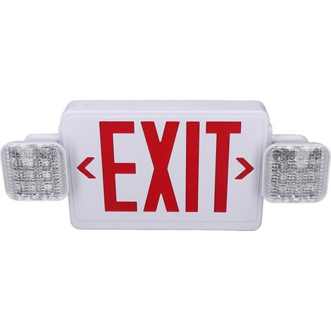 Lumière de sortie de secours LED, coque ignifuge, Double lumière, panneau rouge avec batterie de secours (1/5)