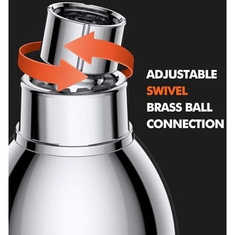 Pommeau de douche haute pression 7,6 cm – Débit 2,5 GPM – Rotule en laiton réglable – Effet pluie et massage (1/3)