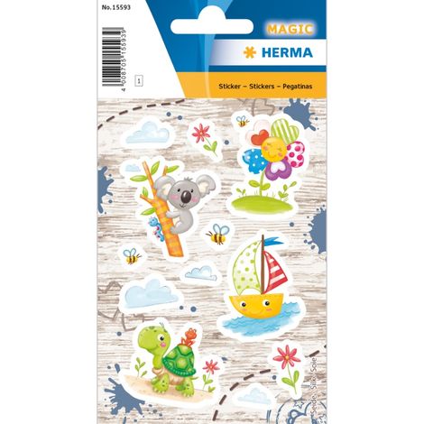 HERMA 15593 Pegatinas de seda para niños, amantes de la arena (12 pegatinas, tela, mate), autoadhesivas, diseño permanente, etiquetas para niñas y niños, multicolor