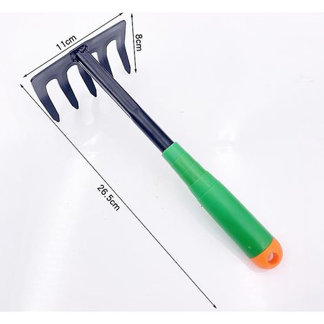 rteau Main 26,5 X11 X 8cm - Rteau Fleurs Avec Manche Ergonomique - Petit Rteau De Jardin 5 Dents - Outil De Jardinage Multifonctions (1/4)