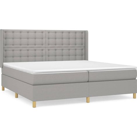 Maison Exclusive - Cama box spring con colchón tela gris claro 20