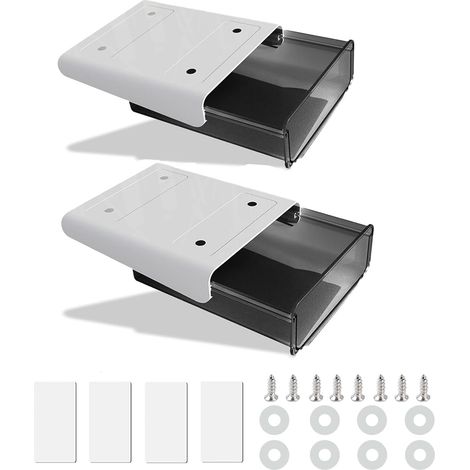 Tiroir Sous Bureau - Lot de 2 - Plastique ABS Noir - Rangement Coulissant Discret - Pour Maison et Bureau - Format Compact (1/5)