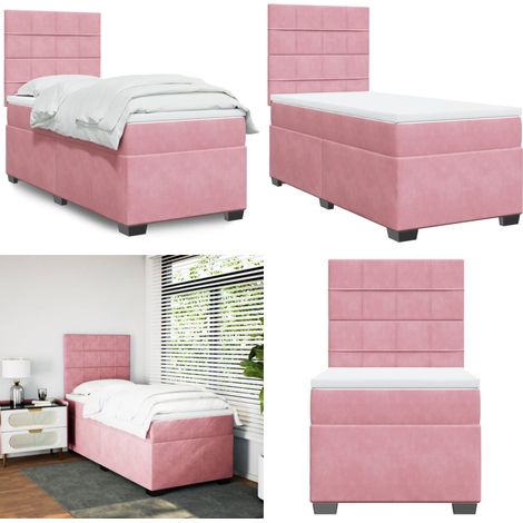 Boxspringbett mit Matratze Rosa 80x200 cm Samt - Boxspringbett - Samtbett - Rosa Bett - Doppelbett - Kinderzimmerbett - Home & Living (1/5)