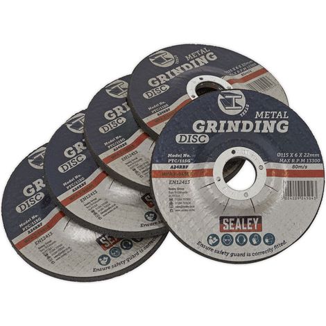 Sealey Grinding Disc 115 x 6MM 22MM Bore - Pack of 5