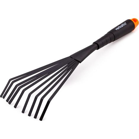 1 Râteau à Main en Acier, 9 Dents Élastiques, Largeur 12 Cm, Poignée Ergonomique pour Jardin