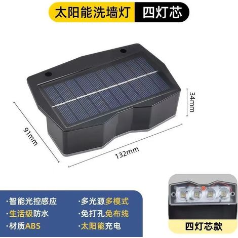 Lampe murale solaire extérieure, spot de façade double émission lumineuse, pour jardin et terrasse