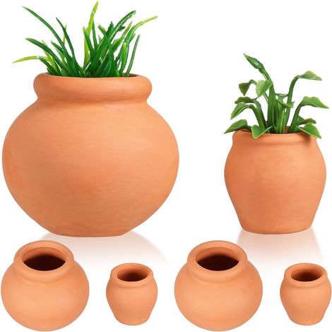 Set of 6 Terracotta Pots Mini Flower Pots for Succulents and Small Plants 1.57 x 1.38 x 22 mm for Seedling Indoor and Outdoor Garden (1/5)