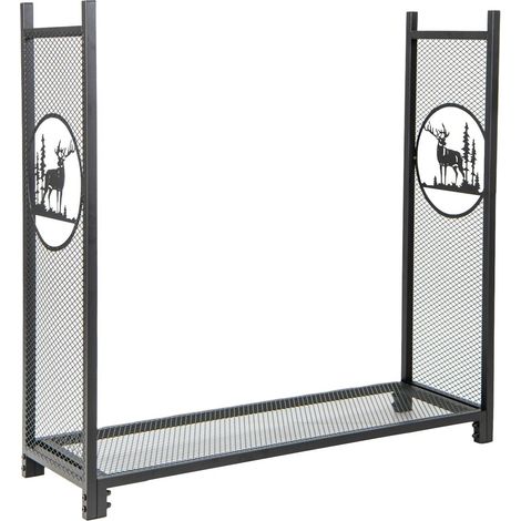 Firewood Rack Stand Heavy-Duty Log Rack Holder Mesh Sides Fireplace Wood Storage