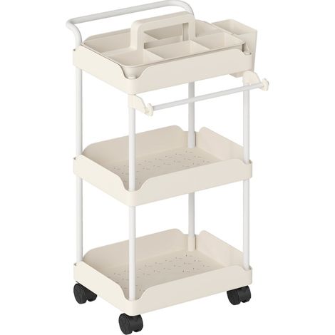 CHICFURN Carrello cucina 42 x 42,5 x 76 cm in metallo bianco, 3 cestelli, mobile (1/5)