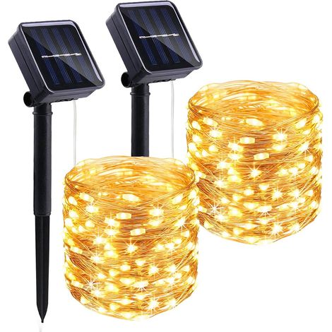 22m Solar String Lights Outdoor, 200 Lights, 8 Functions, LED, Waterproof, Warm White Light, Ideal for Garden, Patio, Family Parties, Christmas, Weddings