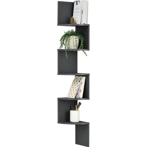 Wandregal Lysaker Zick Zack Design Dunkelgrau Matt en.casa (1/4)