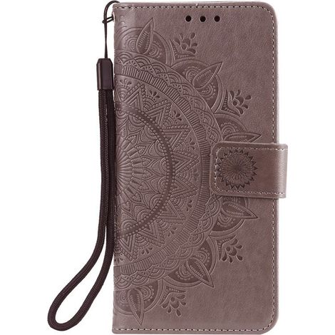 Coque portefeuille pour Samsung Galaxy A22 4G - Motif mandala - Gris - Coque avec porte-cartes (1/5)