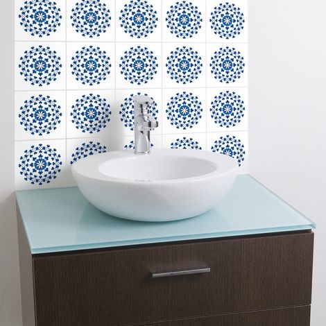 Stickers muraux - Sticker Mural Carrelage adhésif Cuisine Salle de Bain - 9 STICKERS CARRELAGES BOHÈME IOLANI - 9stickers10x10cm (1/5)