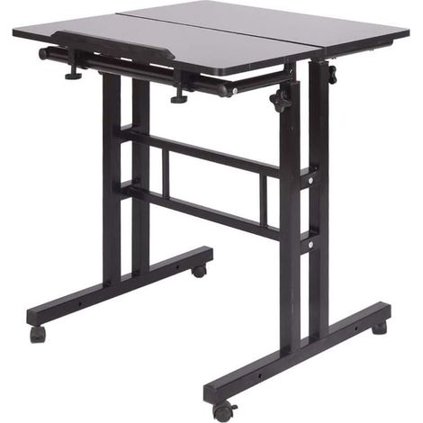 Bureau d'ordinateur compact et ergonomique, 70-110 cm, plateau inclinable et roulettes (1/5)