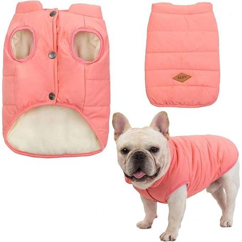 Warme Winterweste für Hunde mit Fleecefutter, Größe S, Rosa