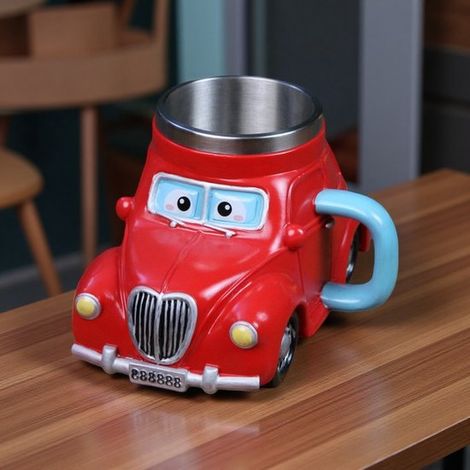 Taza de acero inoxidable con relieve de resina - Jarra de cerveza - Taza de café mecánica retro personalizada - Taza - Vaso - 200 ml - rojo (1/4)