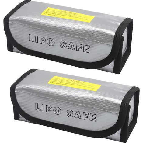 Lot de 2 Sac Lipo Anti-Explosion Sac Ignifuge Antidéflagrant Sac Batterie Lipo pour Chargement et Stockage de Protection Batterie Rangement Ignifuge Sécurité pour Batterie (1/5)