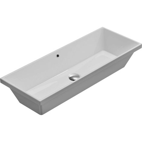 Lavabo Stockholm incasso/sottopiano cm. 90x34 rettangolare bianco (1/2)