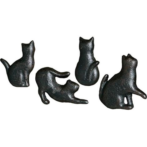 4 boutons de meuble en forme chat, poignées décoratives fer (1/5)