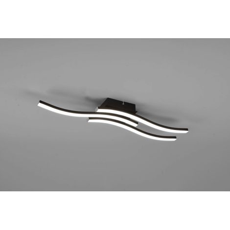 Lampada Soffitto Moderna 3 Bacchette Ondulate Led 4000K Route Nero Trio Lighting