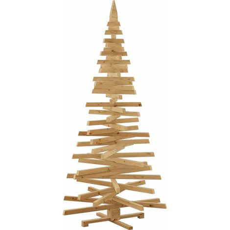 Arbres de Noël,Sapin de Noël avec support Marron 210 cm Bois massif en pin CFW46190 (1/5)