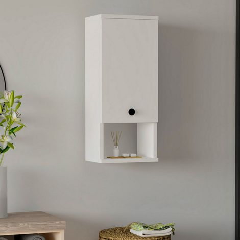 Armario Colgante Tarano, 2 Estantes, 1 Puerta, 3 Compartimentos, 30x71h cm Blanco (1/3)