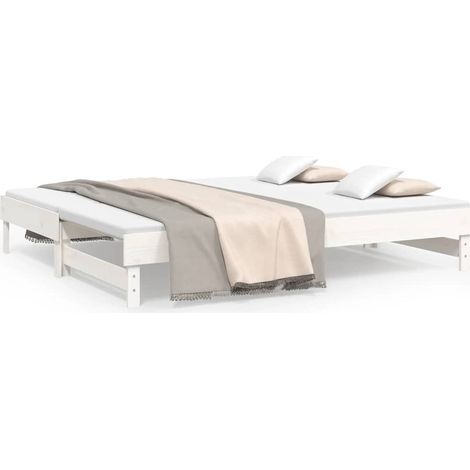Maison Exclusive - Dormeuse Estraibile Bianca 2x(80x200) cm Legno Massello di Pino