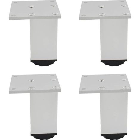 Pieds de meubles réglables en aluminium, lot de 4, pour meubles, canapés et tables, argent, 8 cm (plage de réglage 80-98 mm) (1/5)
