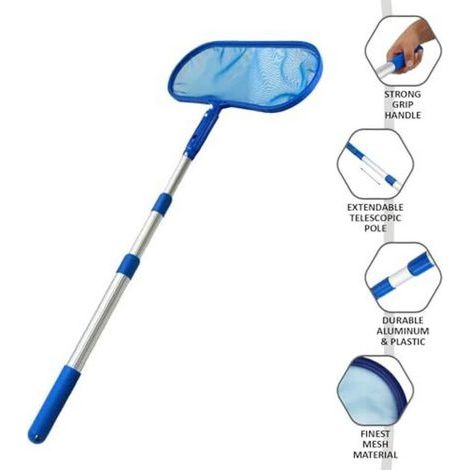 Épuisette de piscine Crystals – Épuisette de piscine avec manche télescopique extensible – Épuisette de bassin à mailles fines pour fontaines, baignoires, spas et aquariums (1/4)