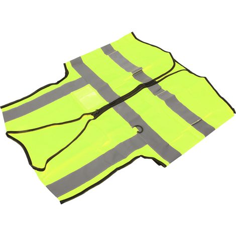 Veste de travail haute visibilité imperméable, zip et poches, vert fluo pour professionnels. (1/5)