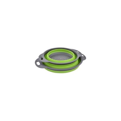 Set di cestini scolapasta pieghevoli, cestino per frutta portatile, salvaspazio in cucina, facile da pulire, grigio-verde - Crezuo