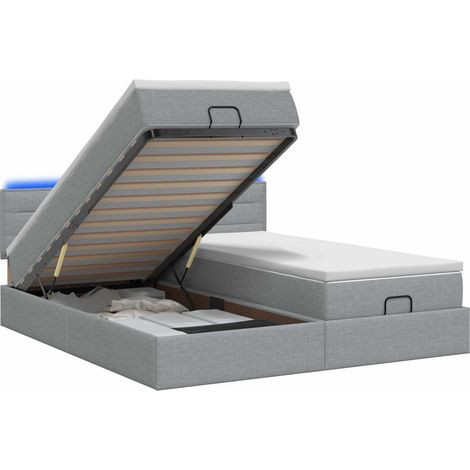 Maison Exclusive - Letto Ottomano con Materasso e LED Grigio Chiaro 200 x 200 cm (1/5)