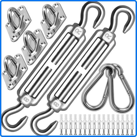EASYCOMFORT Kit de fixation de voile d'ombrage robuste M8 pour acier inoxydable 304 triangulaire et carré (M8) (1/5)