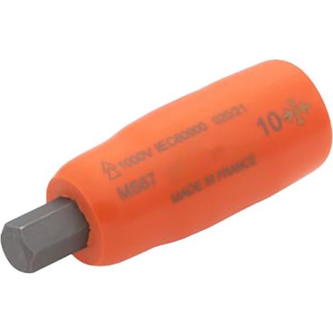 Douille tournevis 1/2'' isolée 1000V, 6 pans, L.48 mm 5 mm