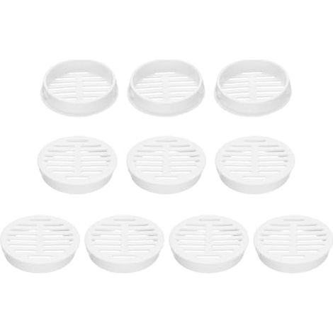 10 pièces d'aérations 50 mm, bouches plates circulaires 2 pouces, grilles de ventilation en plastique blanc pour salle de bain, maison, bureau, cuisine, placard, armoire (1/5)