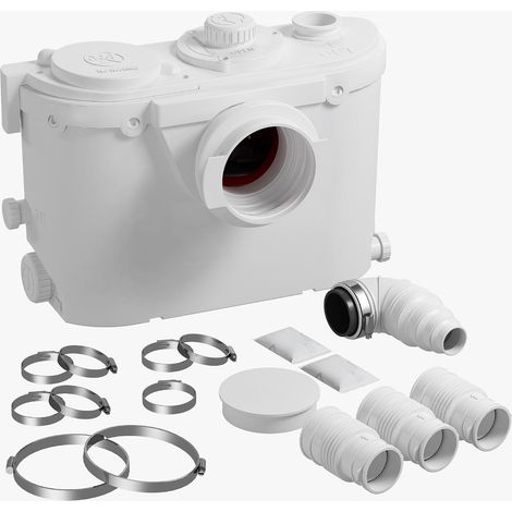 SystÚme de levage - 100 l/min - Hauteur de la pompe verticale jusqu'à 7 m - 4 entrées d'eau et 2 sorties - Pompe d'égout de 500 W pour toilettes, cuisine, lavabo, douche, évier et baignoire (1/5)