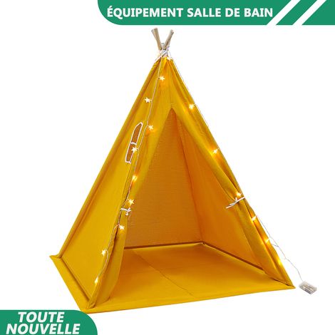 WAOBDLA Tente pour enfants pliable 120x120x140cm Tente pour enfants intérieure extérieure avec lumière et tapis (1/5)