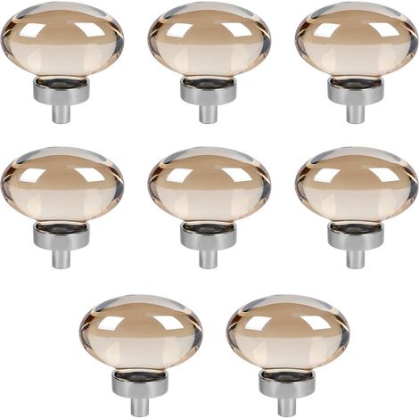 Lot de 8 boutons ronds en cristal transparent de 45 mm - Boutons extérieurs de meuble en cristal artificiel - Poignées de porte en verre - Boutons de meubles ronds pour armoire, verre, porte (1/5)