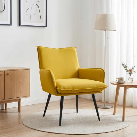 vidaXL Fauteuil Jaune Velours (1/5)