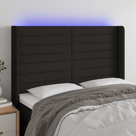 LED Kopfteil Schwarz 147x16x118/128 cm Stoff (1/5)