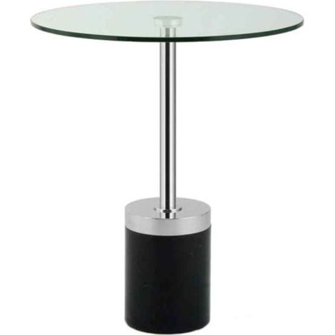 Table d'Appoint en Marbre "Lana" 53cm Argent & Noir (1/5)