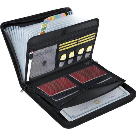 LN COZY CORNER Fireproof Document Organiser with Zipper & Labels Portable Folder File Box for Paperwork Storage, Certificates & Receipts Waterproof Filing Bag for Home & Office Transparent (1/5)